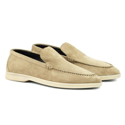 Tan Suede Derby Shoes And Beige Loafers Bella