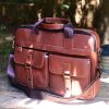 Men's Leather Travel Tote Large Capacity Cowhide Shoulder